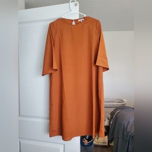 Burnt orange mid length dress